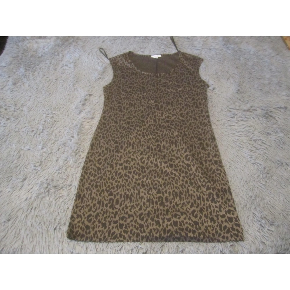 Nine West Dress Womens Medium Brown Animal Print Sleeveless Sheath Knee Length